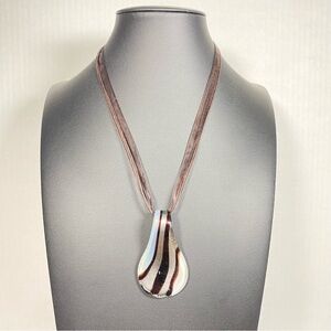 Striped Glass Pendant Necklace Hand Blown